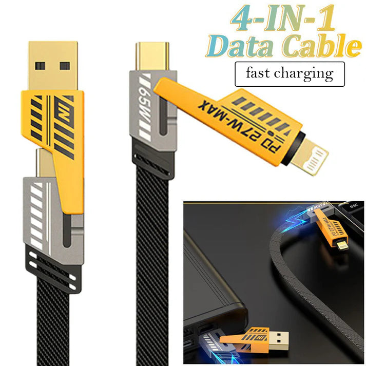 4-in-1 Multi USB Charging Cable – USB-C to USB-C, USB-C to Lightning, USB-A to USB-C, USB-A to Lightning