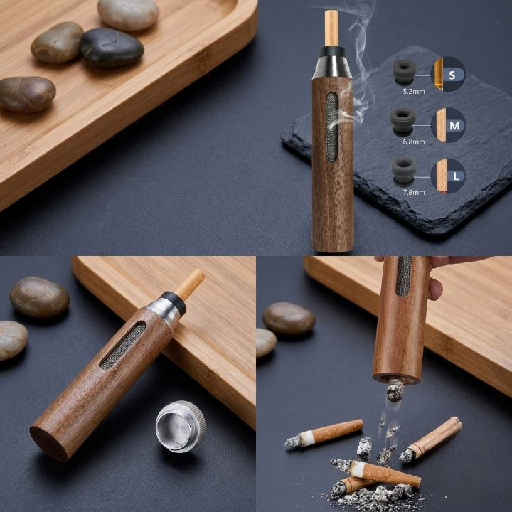 Portable Wooden Ashless Cigarette Holder