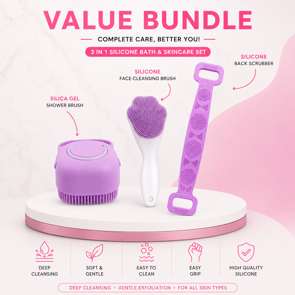 3-in-1 Silicone Bath & Skincare Brush Set