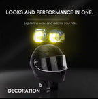 Universal Motorcycle LED Helmet-Style Spotlight – Dual Lens 2-Mode (White & Yellow) Fog Light Signal Lamp