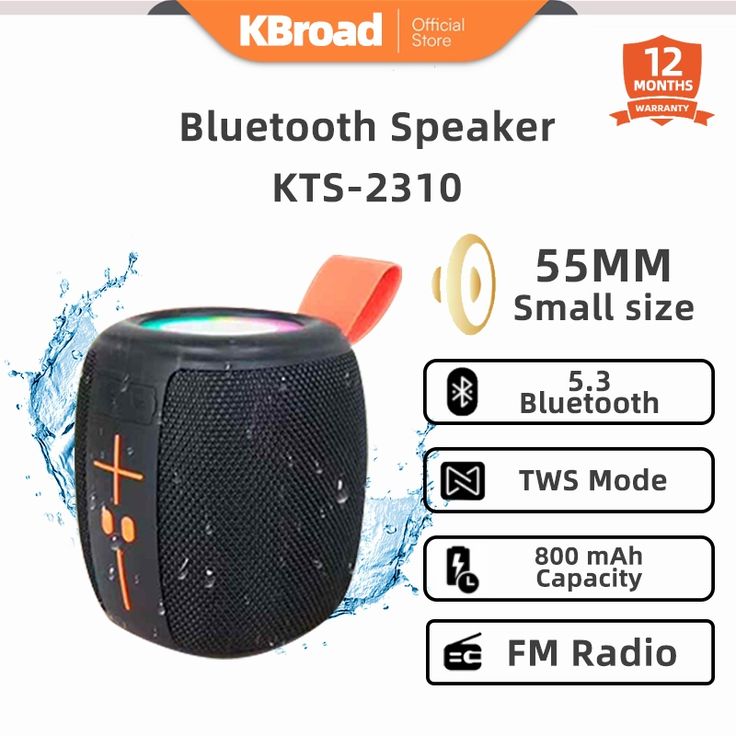 KTS-2310 Waterproof RGB Bluetooth Speaker – Portable Outdoor Wireless Speaker with Deep Bass & LED Light Up Display