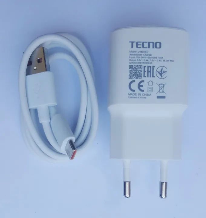 Tecno Fast Charging Charger with USB Cable Complete Set