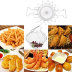 STAINLESS STEEL MULTI-FUNCTIONAL FOLDABLE COOKING Chef Basket Deluxe Kitchen Colander, MESH STEAM RINSE STRAIN FRY BASKET DEEP FRYER