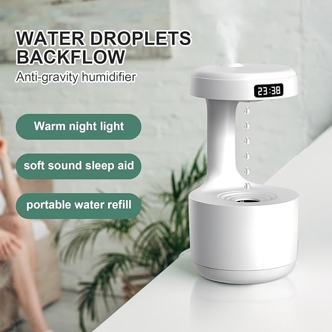 Smooth Sailing Antigravity Humidifier With Ultra-Quiet Performance, Water Drop Light Effects (Random Color)