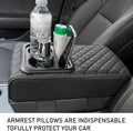 Car Armrest Cushion with Cup Holder & Storage Box – PU Leather Center Console Organizer Cover