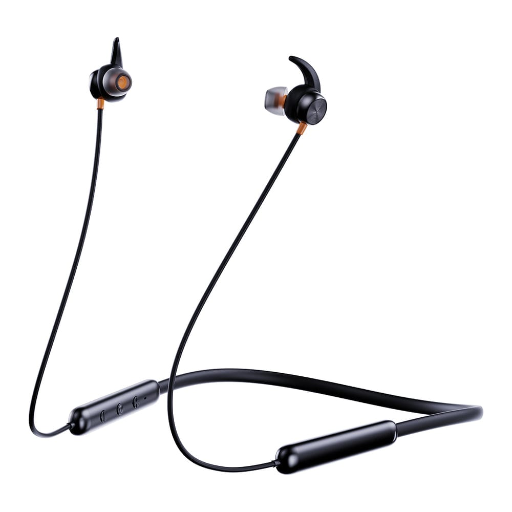 Itel Wireless Neckband – 20-Hour Playtime Bluetooth 5.0 Earphones with 10mm Bass Boost Drivers & IPX5 Water Resistance (Black)