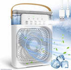 Multi-Function Portable Desktop Air Cooler Fan – High-Velocity Cooling with LED Lighting, Adjustable Speed, and Built-in Humidifier Mist (Size 10 Inch)