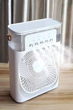 Multi-Function Portable Desktop Air Cooler Fan – High-Velocity Cooling with LED Lighting, Adjustable Speed, and Built-in Humidifier Mist (Size 10 Inch)