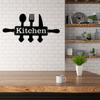 Stylish Kitchen Wall Decor Sign – Modern Utensil Design Wall Art for Dining & Cooking Space (5x12 inches)