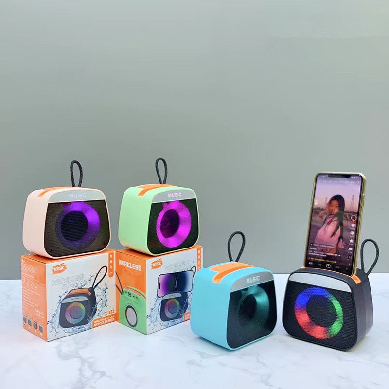 Portable Rechargeable Mini Blutooth Speaker Small LED Lights Portable Wireless Bluetooth Speaker for Outdoor Camping (Random Color)