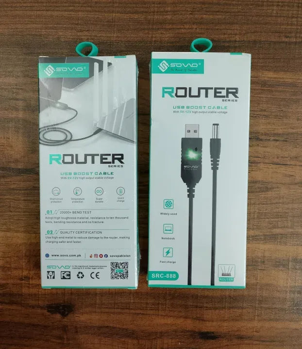 Wi-Fi Router USB Cable for Power Bank-Sovo Router Cable 5v-12v