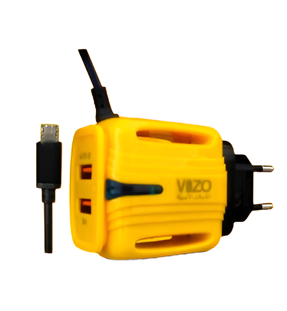 3A Light Change Charger with 2 USB Ports &amp; Built-in Micro USB Cable