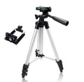 Pack Of 03 3.5 Feet Adjustable Tripod Stand for Mobile Phones and Cameras with Mobile Holder, Portable DSLR Stand for Vlogging, Universal Silver Model 3110 and Bag