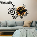 3d wooden Flower wall clock Wall decor for home Wall Decoration attractive Wooden Wall Art - With Light