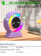 BX-39 Mini G Wireless Speaker with RGB Light &amp; Wireless Charging – Portable Bluetooth 5.3 Speaker &amp; Bedside Lamp
