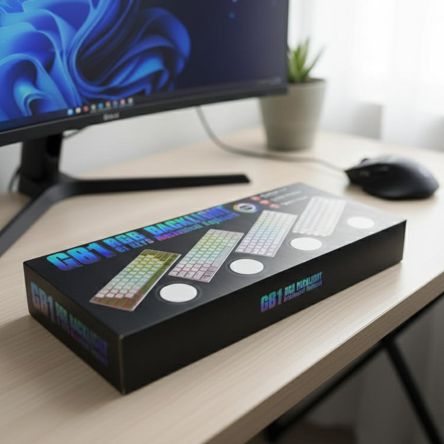 GB1 Ultra-Compact 60% Wireless Mechanical Gaming Keyboard – Triple-Mode Connectivity (2.4GHz/Bluetooth/USB-C), RGB Backlit, 61 Keys Hot-Swappable Pro Gamer Edition