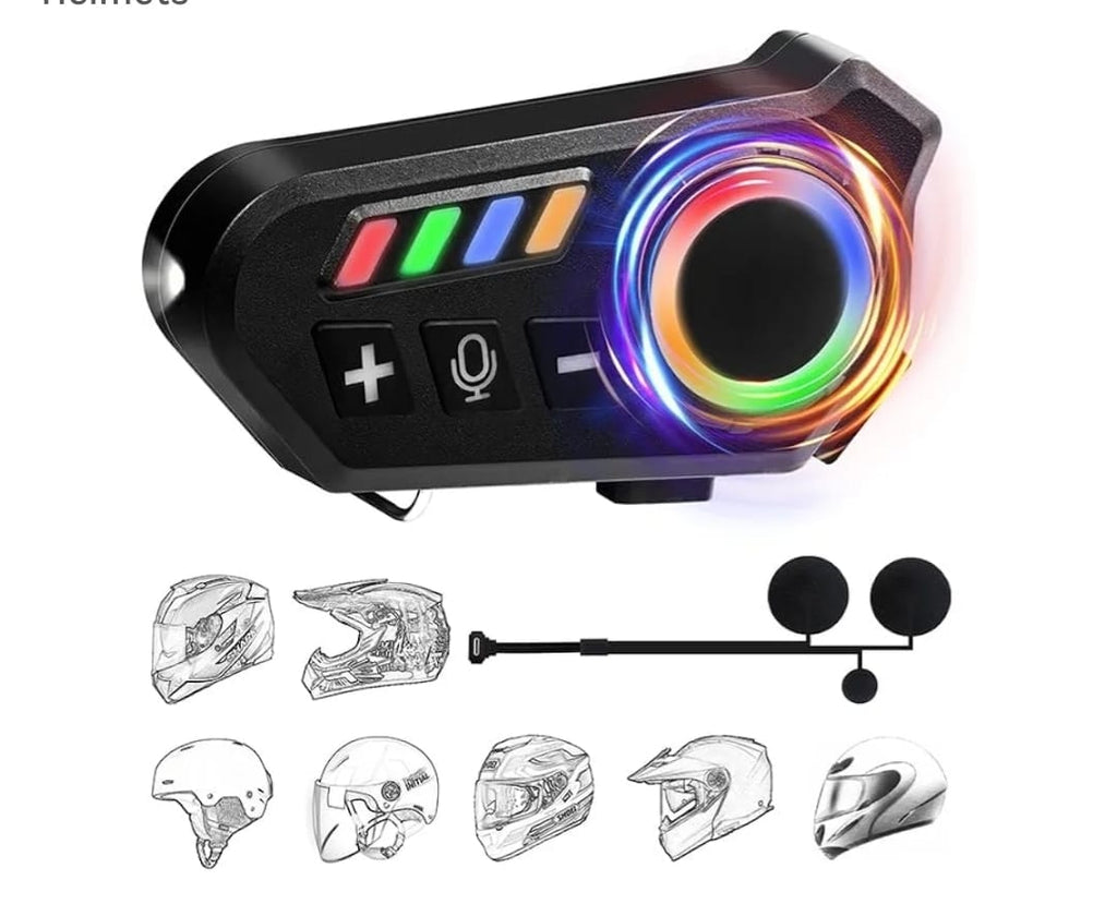 Helmet Wireless Earphone K06A – Bluetooth Helmet Intercom Headset with RGB Control Knob & Noise Reduction