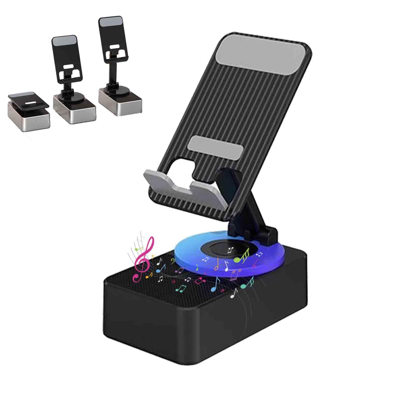3-in-1 Rotating Foldable Mobile Phone Stand with Built-in Bluetooth Speaker – Adjustable Desktop Holder for Smartphones