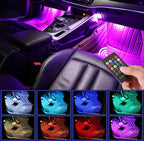 Car Interior LED Atmosphere Light with Remote Control – Multi-Color Music Sync Ambient Strip Lamp (12V)