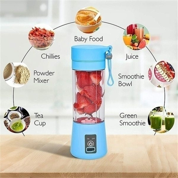 Portable USB Rechargeable Blender Bottle – 6 Blade Smoothie Maker